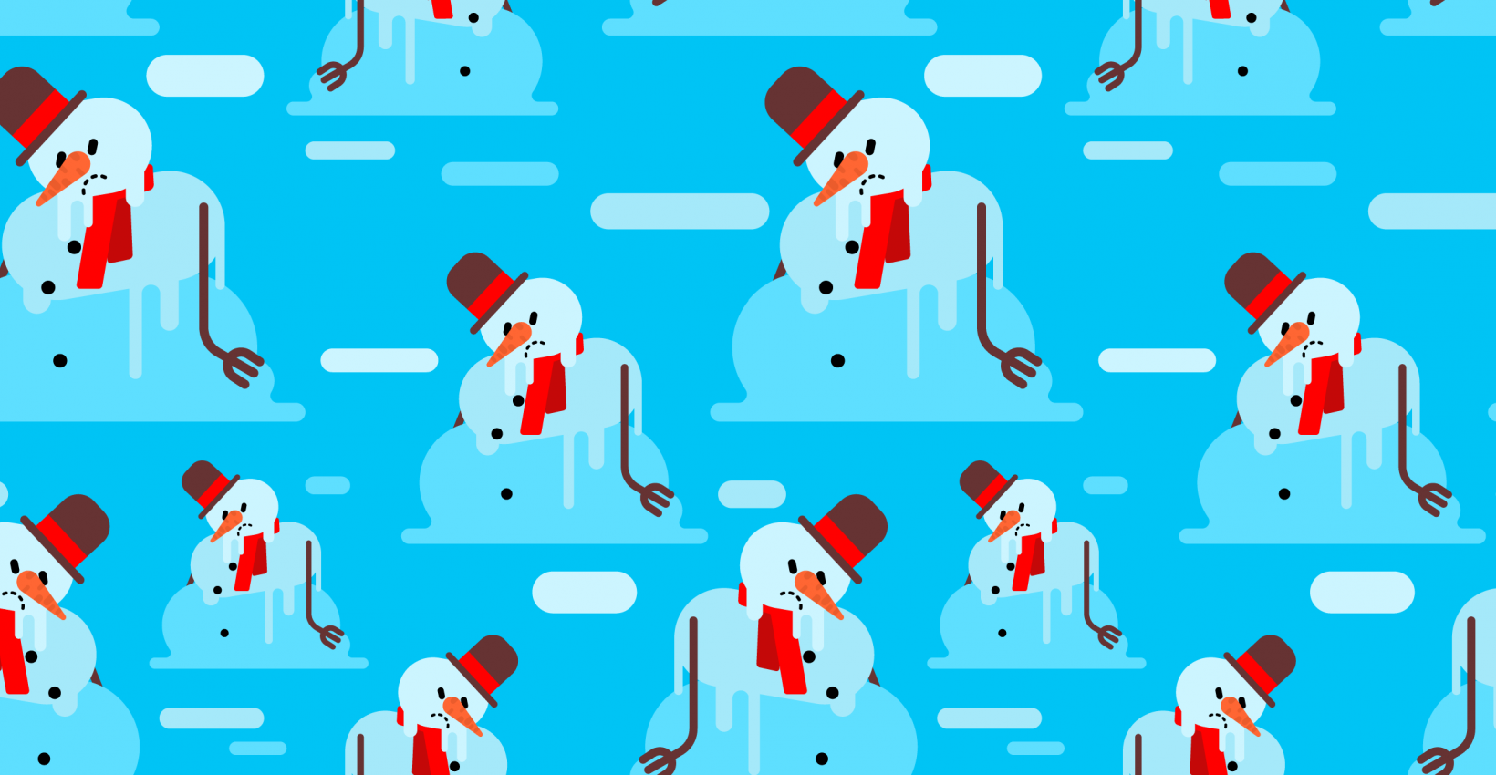 A collage of a bunch of melting snowmen
