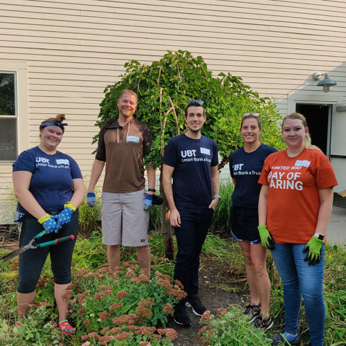 UBT employees doing landscaping on United Way Day of Caring