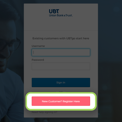 The login box for UBTgo