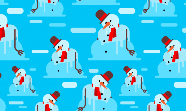 A collage of a bunch of melting snowmen