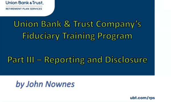 Union Bank and Trust Fiduciary Training Program Part 3